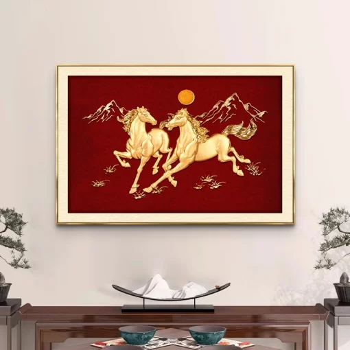 Tranh tráng gương Song Mã, quà tặng sang trọng ý nghĩa TG4841