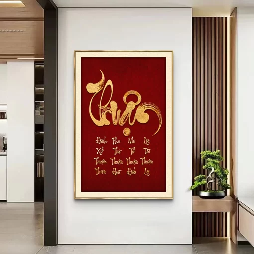 Tranh tráng gương Thư Pháp, quà tặng sang trọng ý nghĩa TG4835