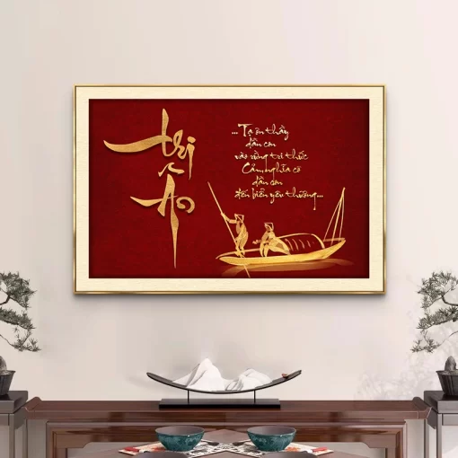 Tranh tráng gương Thư Pháp, quà tặng sang trọng ý nghĩa TG4836