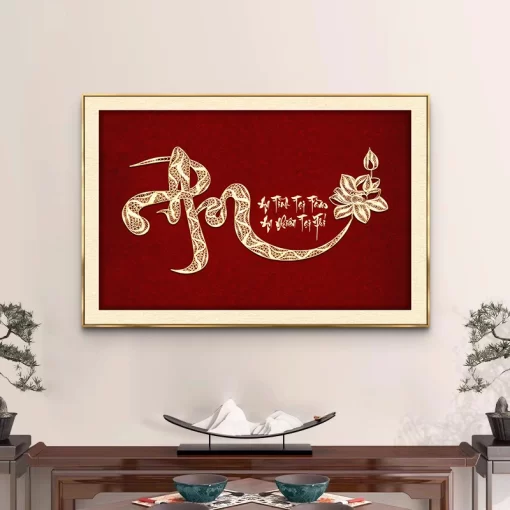 Tranh tráng gương Thư Pháp, quà tặng sang trọng ý nghĩa TG4818