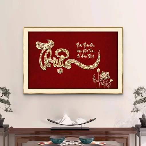 Tranh tráng gương Thư Pháp, quà tặng sang trọng ý nghĩa TG4821