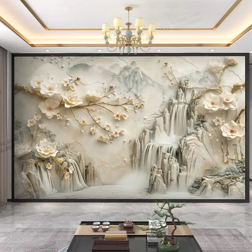 Tranh dán tường phòng khách phong cảnh 3D hiện đại TDT2184