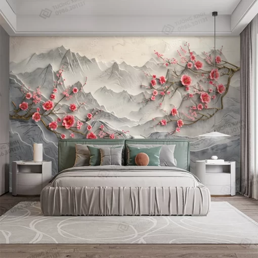 Tranh dán tường phòng khách phong cảnh 3D hiện đại TDT2185