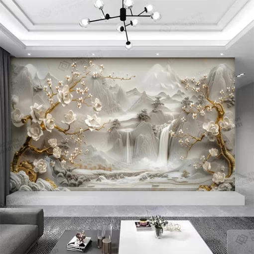 Tranh dán tường phòng khách phong cảnh 3D hiện đại TDT2186