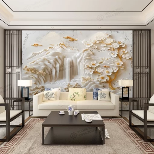 Tranh dán tường phòng khách phong cảnh 3D hiện đại TDT2188