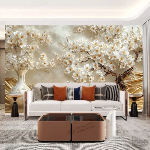 Tranh dán tường phòng khách phong cảnh 3D hiện đại TDT2154