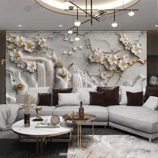 Tranh dán tường phòng khách phong cảnh 3D hiện đại TDT2166