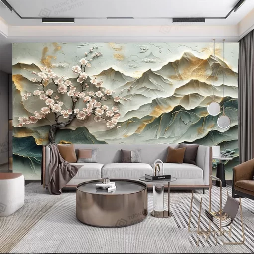 Tranh dán tường phòng khách phong cảnh 3D hiện đại TDT2167