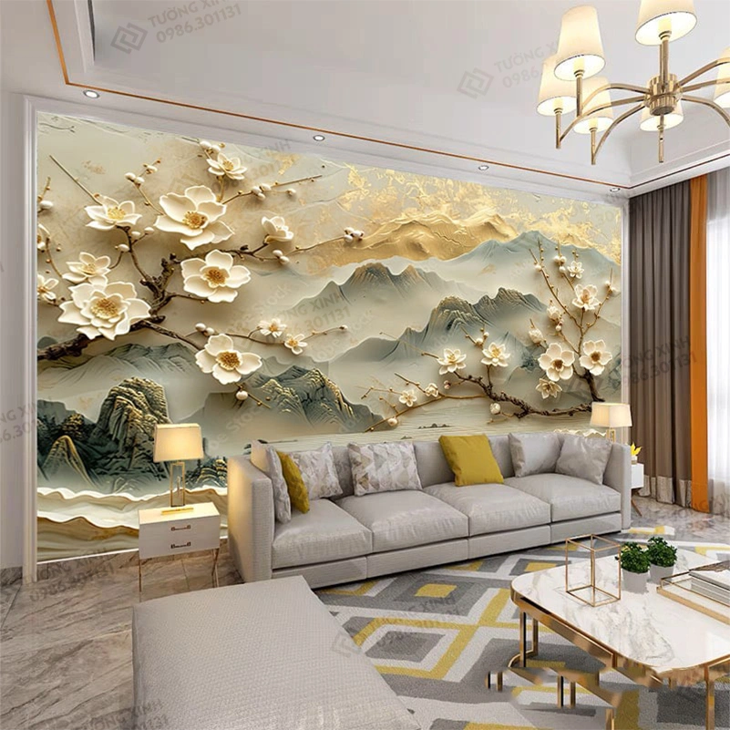Tranh dán tường phòng khách phong cảnh 3D hiện đại TDT2168 1 Tranh dán tường phòng khách phong cảnh 3D hiện đại TDT2168