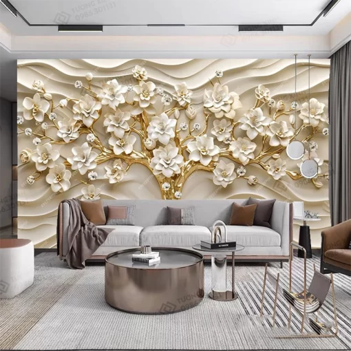 Tranh dán tường phòng khách phong cảnh 3D hiện đại TDT2179