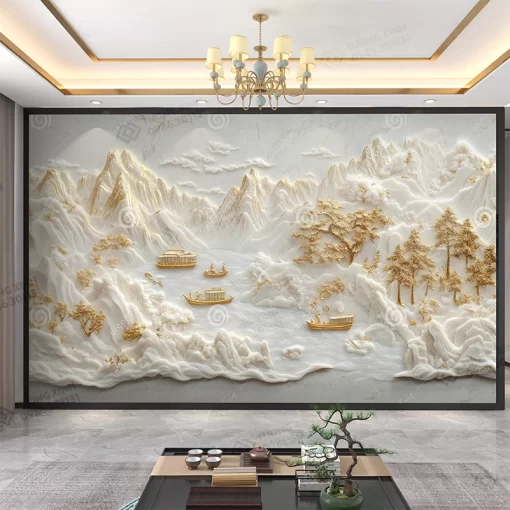 Tranh dán tường phòng khách phong cảnh 3D hiện đại TDT2181