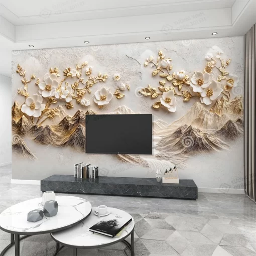 Tranh dán tường phòng khách phong cảnh 3D hiện đại TDT2189