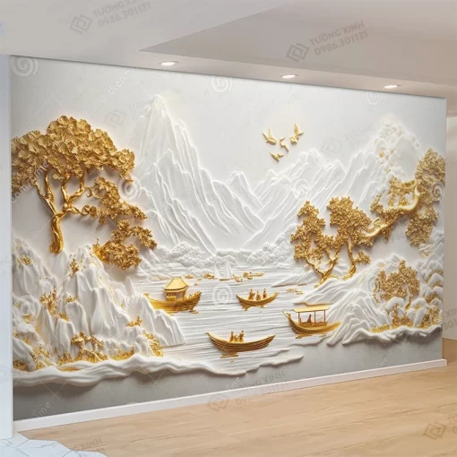 Tranh dán tường phòng khách phong cảnh 3D hiện đại TDT2190