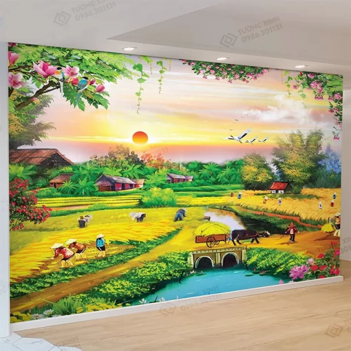 Tranh dán tường 3D phong cảnh đồng quê TDT2193