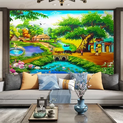 Tranh dán tường 3D phong cảnh đồng quê TDT2194