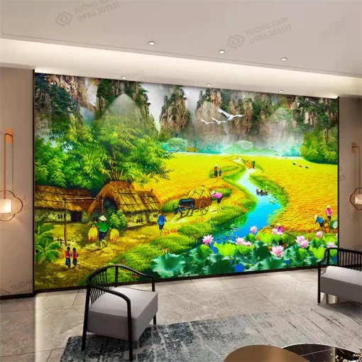 Tranh dán tường 3D phong cảnh đồng quê TDT2213