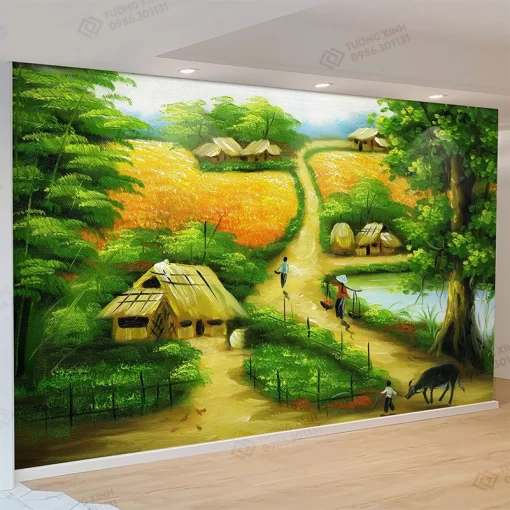 Tranh dán tường 3D phong cảnh đồng quê TDT2216