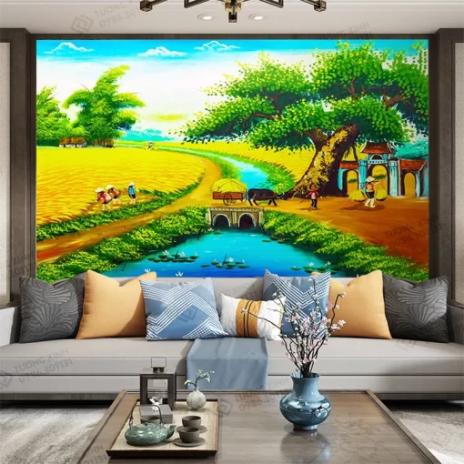 Tranh dán tường 3D phong cảnh đồng quê TDT2225
