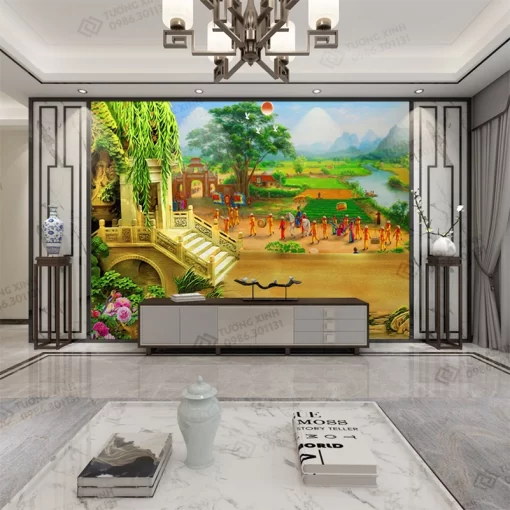 Tranh dán tường 3D phong cảnh đồng quê TDT2197