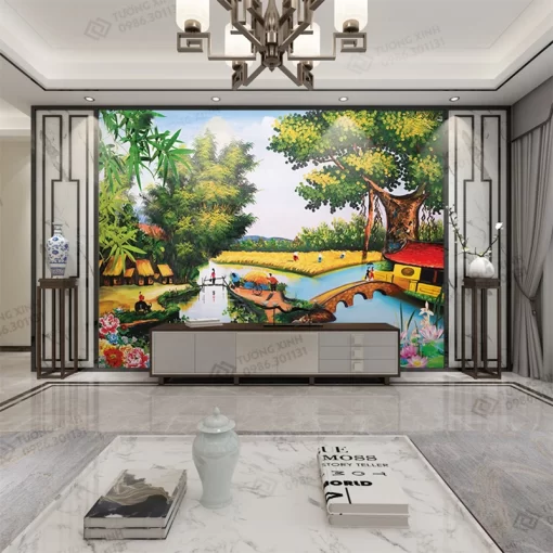 Tranh dán tường 3D phong cảnh đồng quê TDT2192