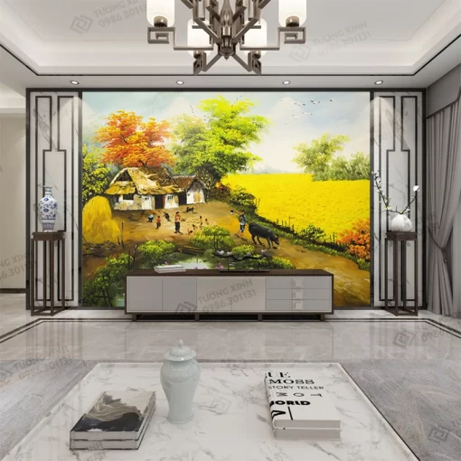Tranh dán tường 3D phong cảnh đồng quê TDT2202