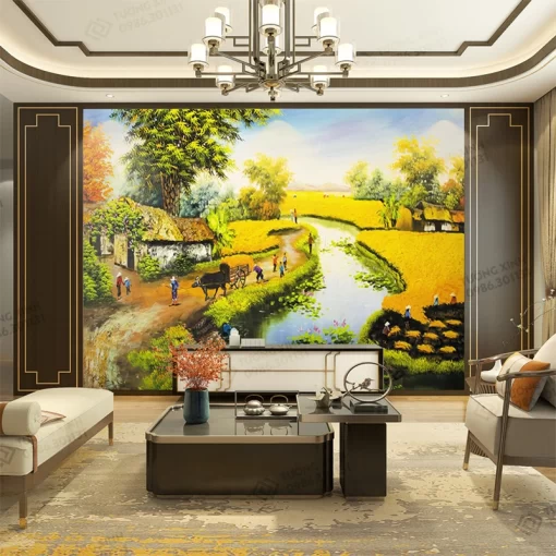 Tranh dán tường 3D phong cảnh đồng quê TDT2205