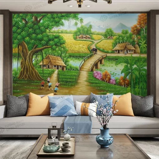 Tranh dán tường 3D phong cảnh đồng quê TDT2209