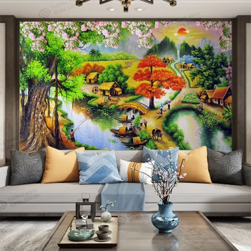 Tranh dán tường 3D phong cảnh đồng quê TDT2211