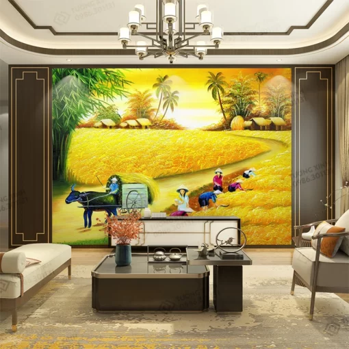 Tranh dán tường 3D phong cảnh đồng quê TDT2214