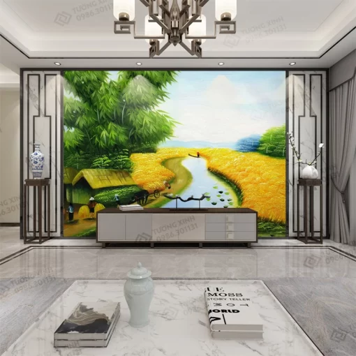 Tranh dán tường 3D phong cảnh đồng quê TDT2217