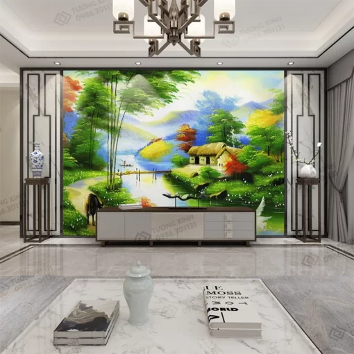 Tranh dán tường 3D phong cảnh đồng quê TDT2218