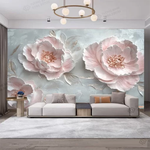 Tranh dán tường khổ lớn hoa 3D nghệ thuật TDT2244