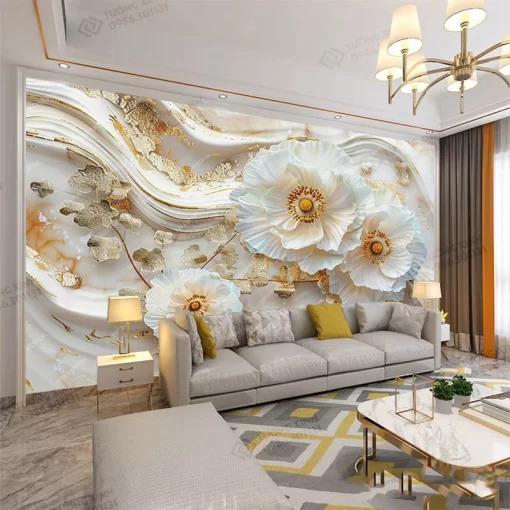 Tranh dán tường khổ lớn hoa 3D nghệ thuật TDT2247