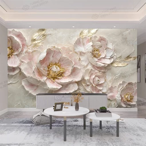 Tranh dán tường khổ lớn hoa 3D nghệ thuật TDT2257