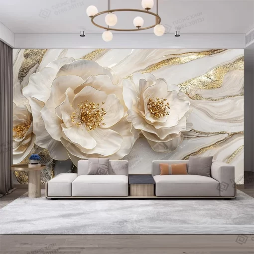 Tranh dán tường khổ lớn hoa 3D nghệ thuật TDT2235