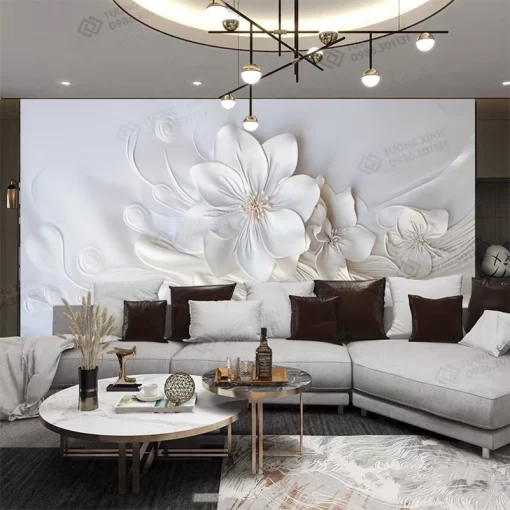 Tranh dán tường khổ lớn hoa 3D nghệ thuật TDT2251