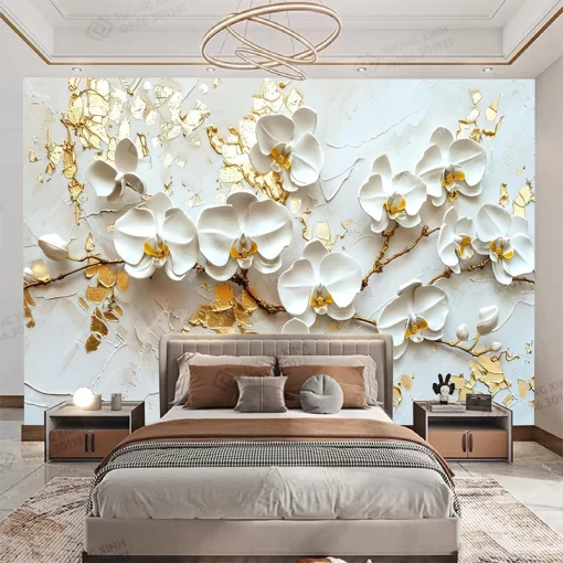 Tranh dán tường khổ lớn hoa 3D nghệ thuật TDT2264