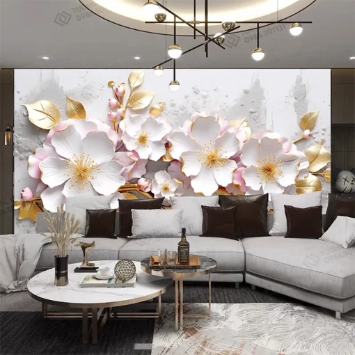 Tranh dán tường khổ lớn hoa 3D nghệ thuật TDT2241
