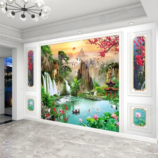 Tranh dán tường 3D phào chỉ tân cổ điển TDT2607