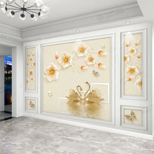Tranh dán tường 3D phào chỉ tân cổ điển TDT2608