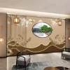Tranh dán tường lam sóng 3D nghệ thuật hiện đại TDT2577