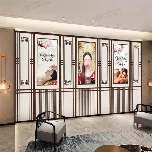 Tranh dán tường Spa lam sóng 3D nghệ thuật hiện đại TDT2581