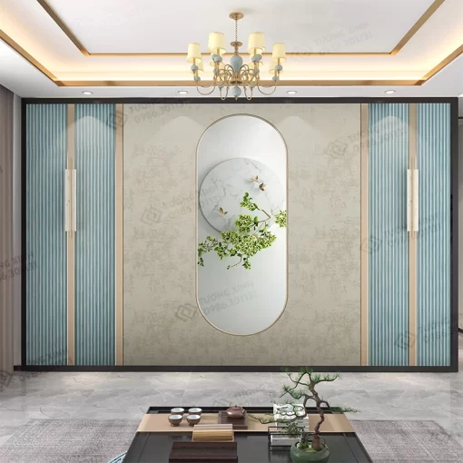 Tranh dán tường lam sóng 3D nghệ thuật hiện đại TDT2487