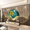 Tranh dán tường lam sóng 3D nghệ thuật hiện đại TDT2536