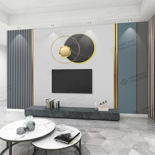 Tranh dán tường lam sóng 3D nghệ thuật hiện đại TDT2485