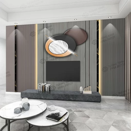 Tranh dán tường lam sóng 3D nghệ thuật hiện đại TDT2521
