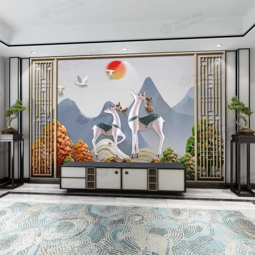 Tranh dán tường 3D nghệ thuật hiện đại TDT2565