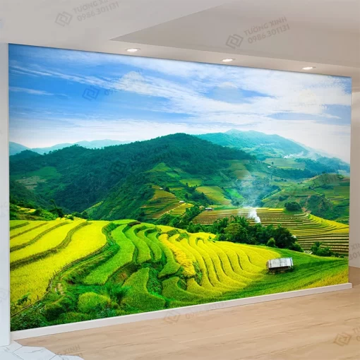 Tranh dán tường 3D phong cảnh ruộng bậc thang TDT2631