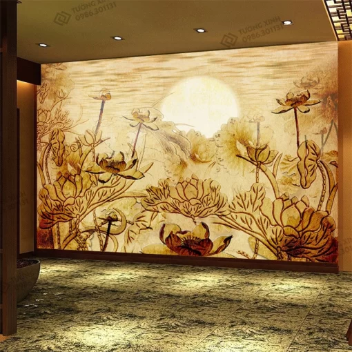 Tranh dán tường 3D trúc chỉ trang trí phòng thờ TDT2646