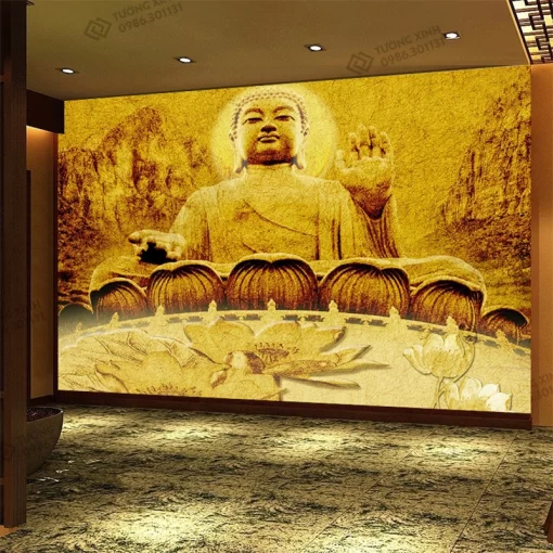 Tranh dán tường 3D trúc chỉ trang trí phòng thờ TDT2640